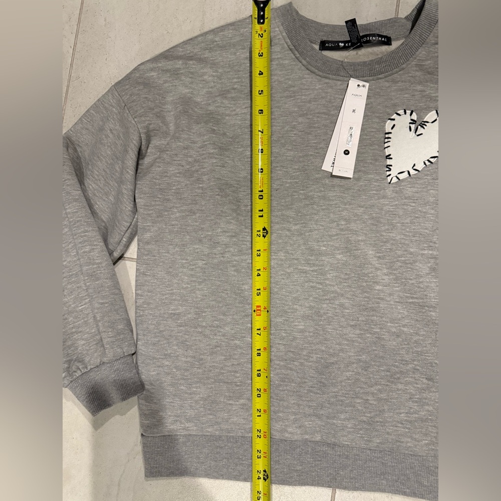 Aqua Kerri Rosenthal Gray Sweatshirt with Heart Patch